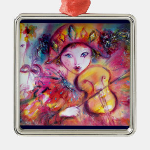 Adorno Metálico ARLECCHINO Y COLOMBINA, Máscaras de carnaval venec