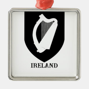 Adorno Metálico Armas de Irlanda Arte Minimalista en Negro y Blanc