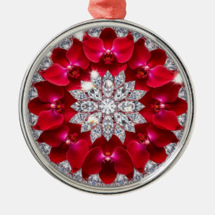 Adorno Metálico Arreglo floral elegante con orquídeas rojas
