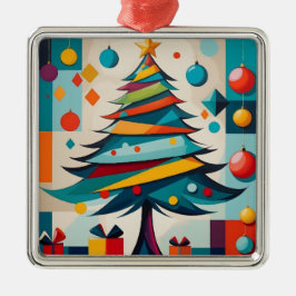 Adorno Metálico Art Deco Geométrico Joyful Christmas Tree con rega