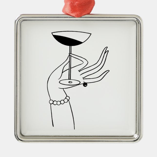 Adorno Metálico Art Deco Lady's Hand Holding Champagne Glass (Frente)