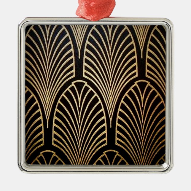 Adorno Metálico Art Nouveau, art deco, patrón de ventilador, bronc (Frente)