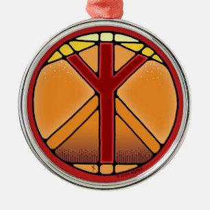 Adorno Metálico Art Nouveau Elhaz Runas de Protección