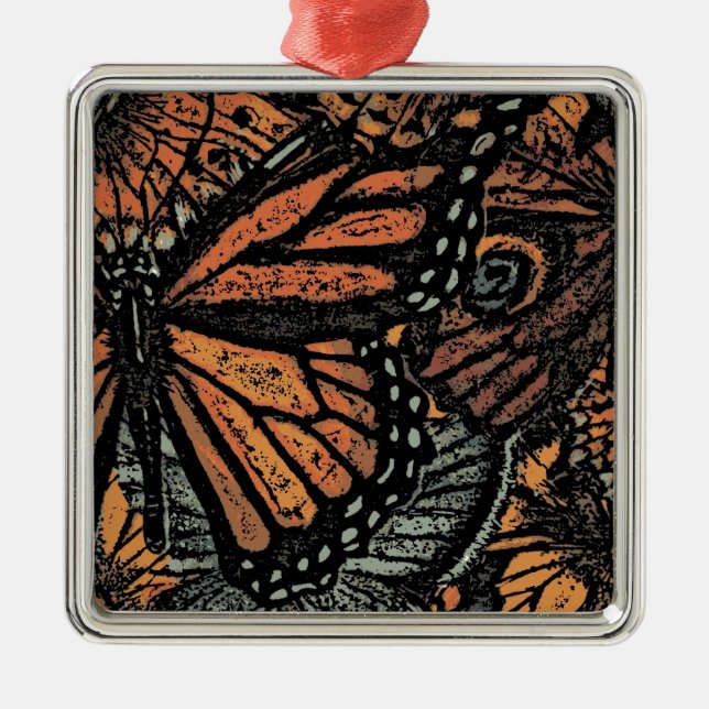 Adorno Metálico arte abstracto de fantasía de mariposa naranja (Frente)