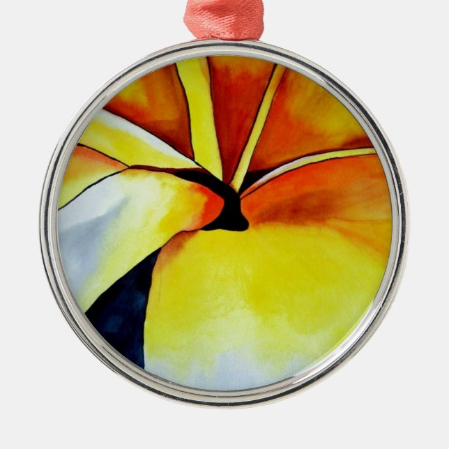 Adorno Metálico Arte abstracto de la flor tropical frangipani (Frente)