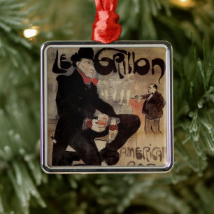 Adorno Metálico Arte antiguo Nouveau Le Grillon, hombre bebiendo c