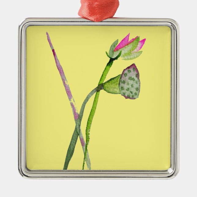 Adorno Metálico Arte budista de flores de Lotus Zen rosa (Frente)