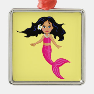 Adorno Metálico Arte chica de Sirenas Rosadas