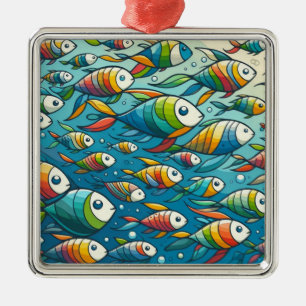 Adorno Metálico Arte colorido de peces submarinos
