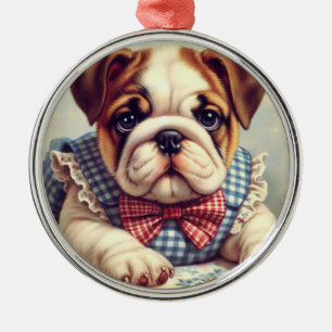 Adorno Metálico Arte de Bulldog inglés de época