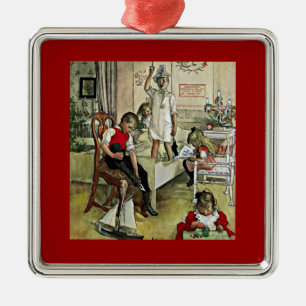 Adorno Metálico Arte de Carl Larsson: Mañana de Navidad,