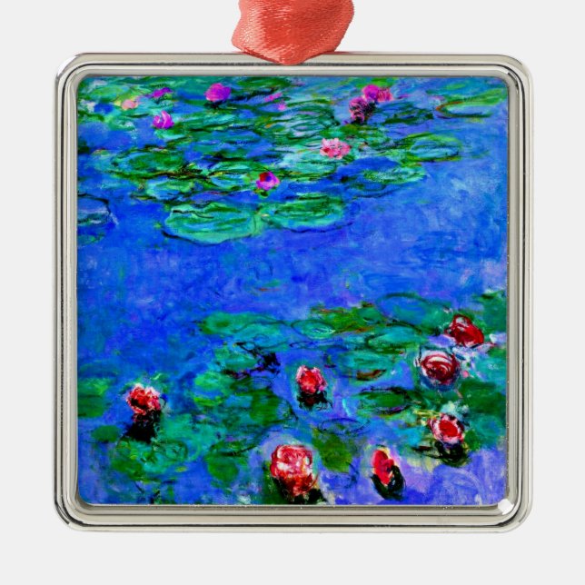 Adorno Metálico Arte de Claude Monet: Water Lilies (rojo) (Frente)