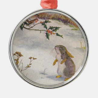 Adorno Metálico Arte de conejo y Robin Vintage