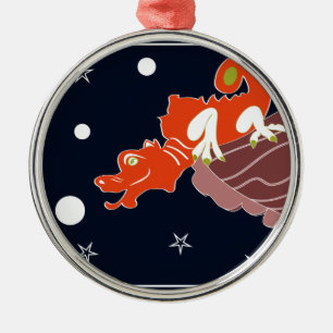 Adorno Metálico Arte de fantasía lunar del dragón chino celestial