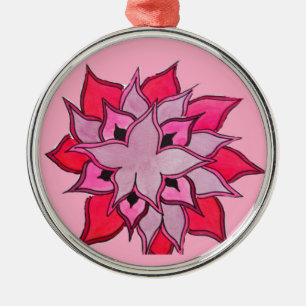 Adorno Metálico Arte de flores rosadas y púrpura