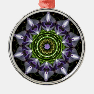 Adorno Metálico Arte de Mandala de Floral Púrpura en Calidoscopio