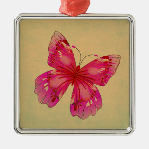Adorno Metálico Arte de mariposa rosa oriental vintage