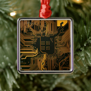 Adorno Metálico Arte de patrón de trazo de placa de circuito PCB N