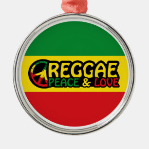 Adorno Metálico Arte de reggae con palabras positivas Paz y amor