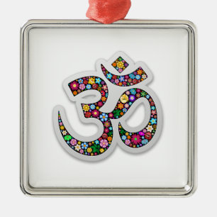 Adorno Metálico Arte de Símbolo Floral Namaste