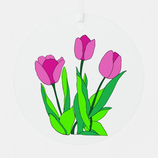 Adorno Metálico Arte de tulipán rosa floral (Anverso)