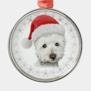 Adorno Metálico Arte del perro de Westie del navidad