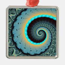 Arte en espiral fractal abstracto azul turquesa na