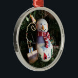 Adorno Metálico Arte fotográfico cerámico de Snowman<br><div class="desc">arte fotográfico de adorno de muñecas de nieve con cerámica</div>