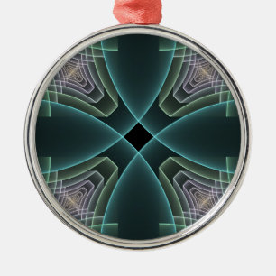 Adorno Metálico Arte gráfico geométrico fractal teal moderno