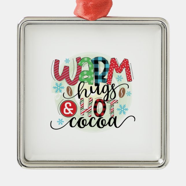 Adorno Metálico Arte Invierno Coffee caliente Abrazos cálidos (Frente)