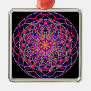Adorno Metálico Arte Mandala rosa Negro Kaleidoscope