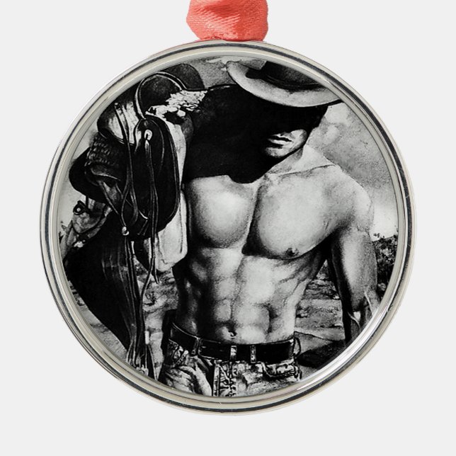 Adorno Metálico Arte masculino para él Navidades de Cowboy (Frente)