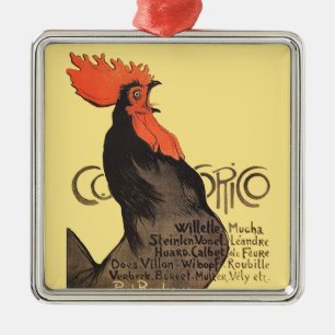 Adorno Metálico Arte Nouveau Francés Gallo Vintage Steinlen