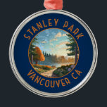 Adorno Metálico Arte retro de Stanley Park Vancouver Canada<br><div class="desc">Stanley Park en un estilo de arte vectorial. Como el primer parque de Vancouver,  con sus jardines en constante crecimiento,  sus prístinas zonas costeras y sus aproximadamente 500.000 cedros,  abetos y abetos.</div>