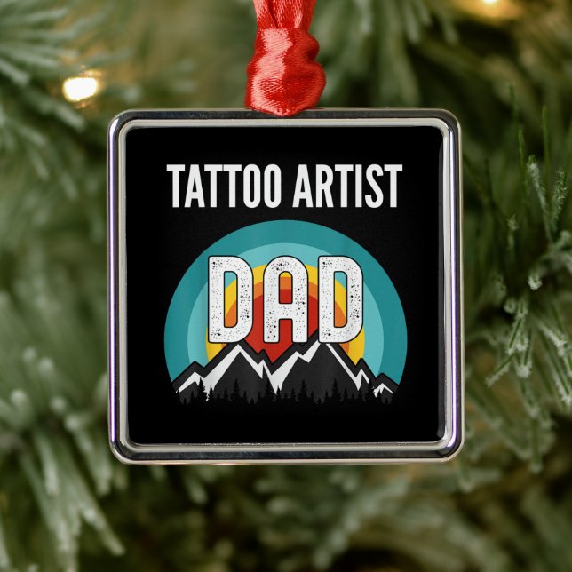 Adorno Metálico Artista de tatuajes papá, regalo del Día del Padre (Árbol)