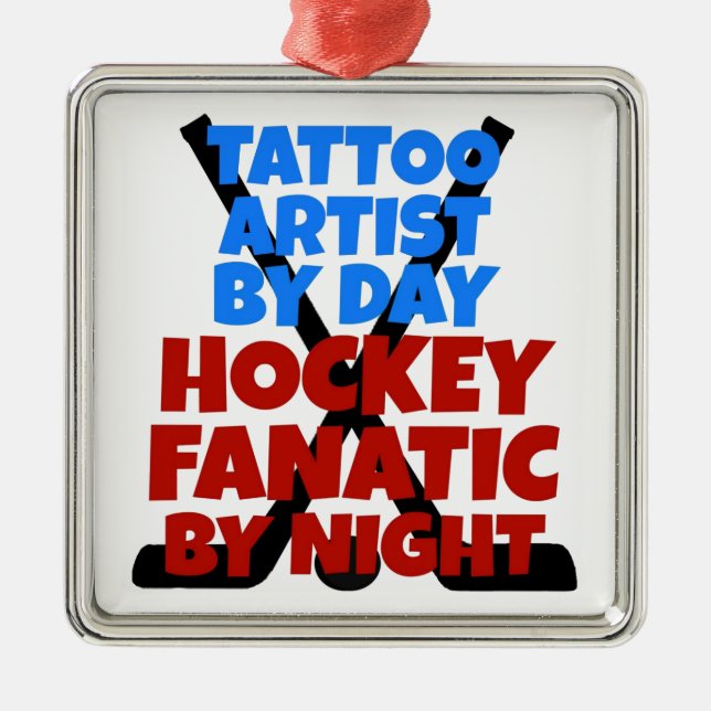 Adorno Metálico Artista del tatuaje del amante del hockey (Frente)