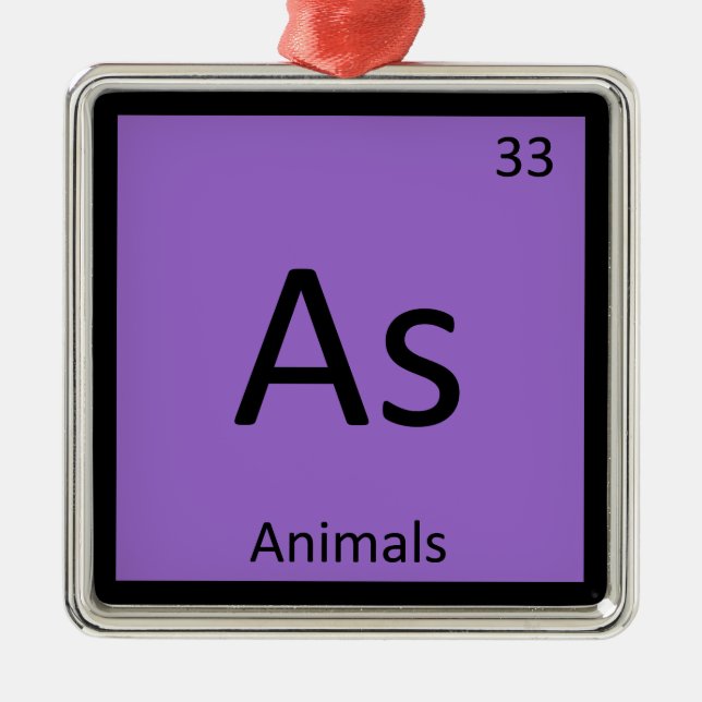 Adorno Metálico As - Elemento de tabla periódica de química animal (Frente)