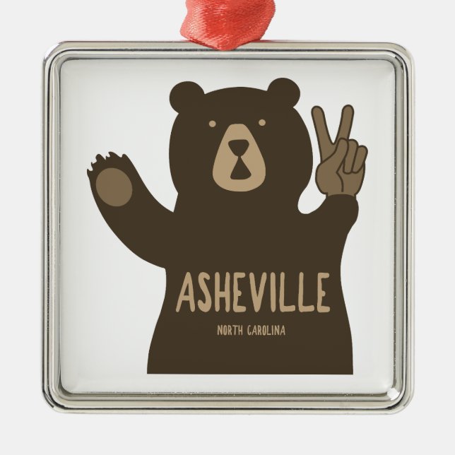 Adorno Metálico Asheville North Carolina Peace Bear (Frente)