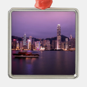 Adorno Metálico Asia, China, Hong Kong, horizonte urbano y