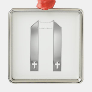 Adorno Metálico Aspecto 3-D Stole del sacerdote plateado