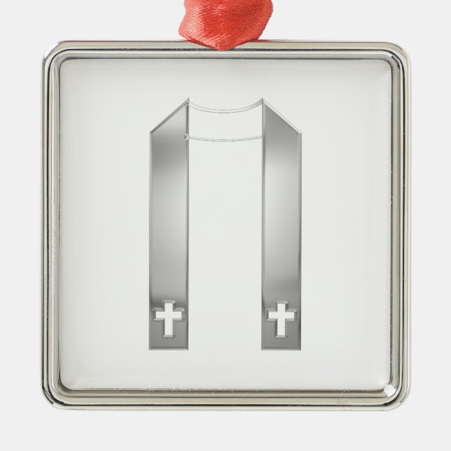 Adorno Metálico Aspecto 3-D Stole del sacerdote plateado (Frente)