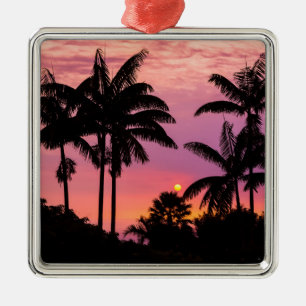 Adorno Metálico Atardecer a través de palmeras