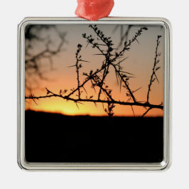 Adorno Metálico Atardecer africano con espinosa silueta de árbol d