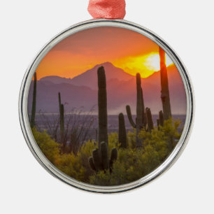 Adorno Metálico Atardecer de cactus del desierto, Arizona