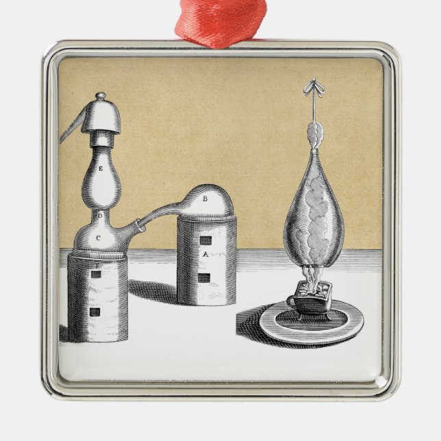 Adorno Metálico Athanor Alcheme Furnace y Alembic Flask (Frente)