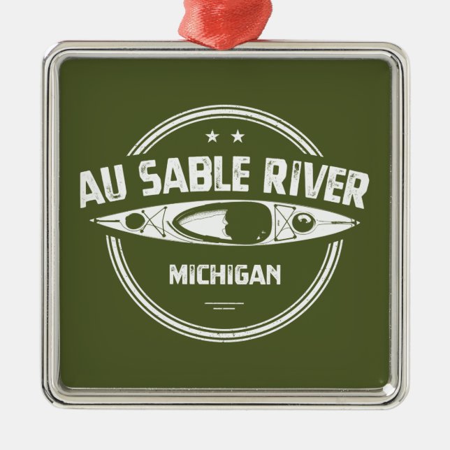 Adorno Metálico Au Sable River Michigan Kayaking (Frente)