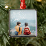 Adorno Metálico Audaz Diversión Mano Leída Feliz Navidad<br><div class="desc">Mi saludo con letras a mano complementa perfectamente una sola foto de retrato. ¡Las solicitudes siempre son bienvenidas! ¡Gracias por visitar mi tienda Zazzle!</div>