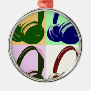 Adorno Metálico Auriculares de arte pop de cuatro colores