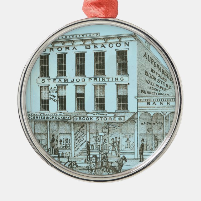 Adorno Metálico Aurora Illinois Aurora Beacon News 1871 Stone Lith (Frente)