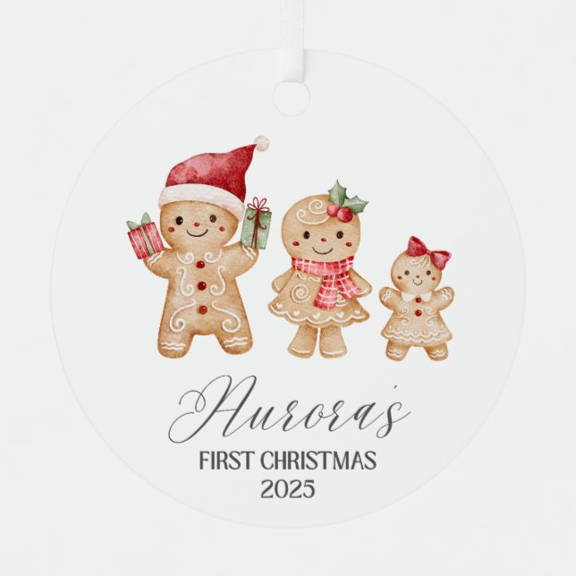 Adorno Metálico Aurora Personalized Baby's First Christmas (Anverso)
